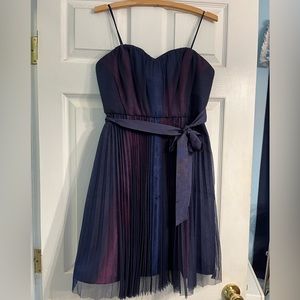Pretty little cocktail dress! Navy blue sheer over lay.